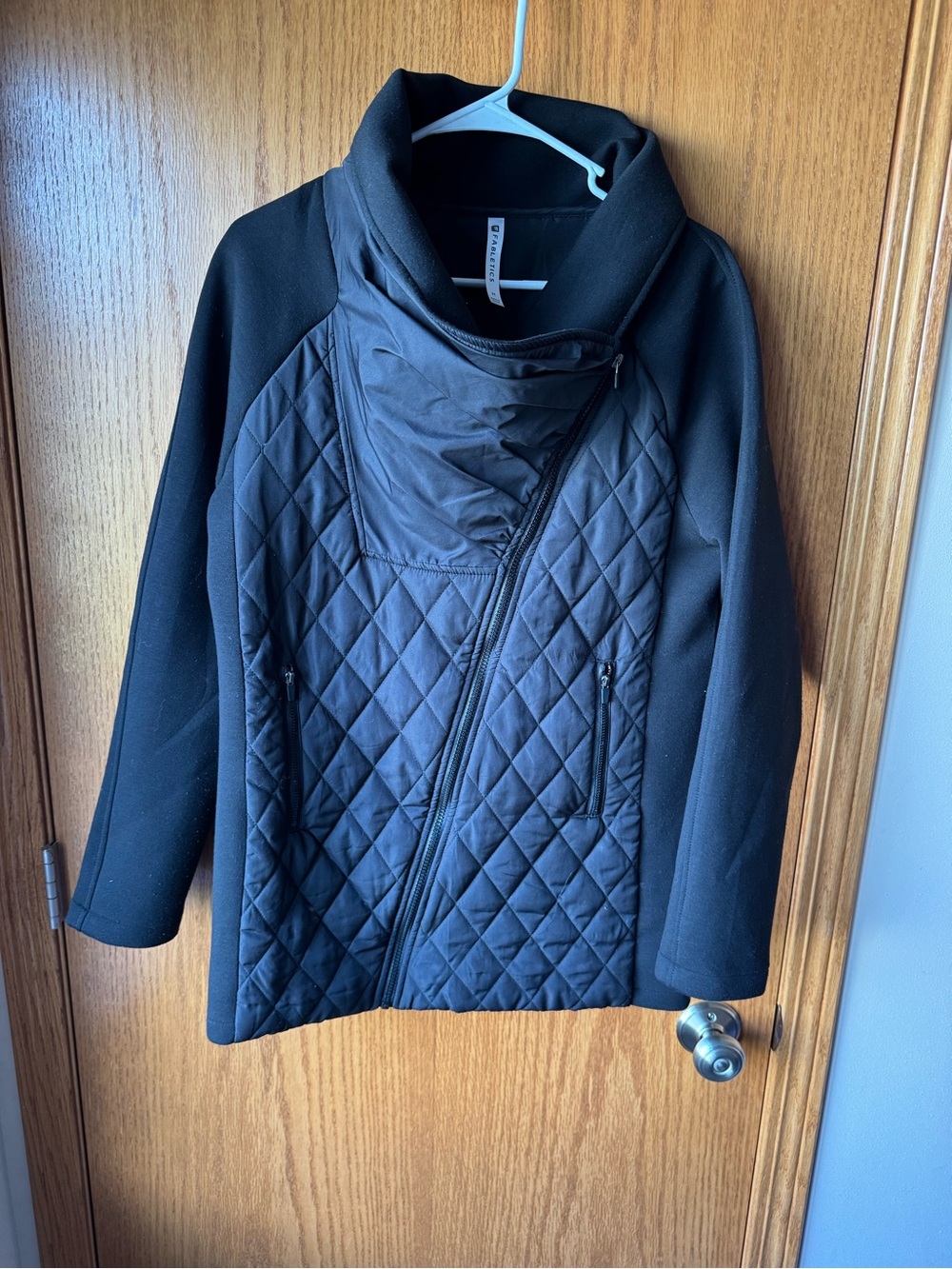 Fabletics Quilted Asymmetric Zip Black Women's Jacket size M